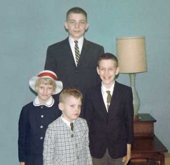 The Baker kids on Easter Sunday during the 1960s