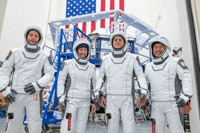 NASA’s SpaceX Crew-2, are pictured during a training session at the SpaceX training facility in Hawthorne, California.