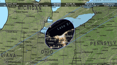 thanks to NASA for path of solar eclipse over Cleveland, OH