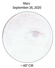 Dawn's drawing of Mars September 26, 2020