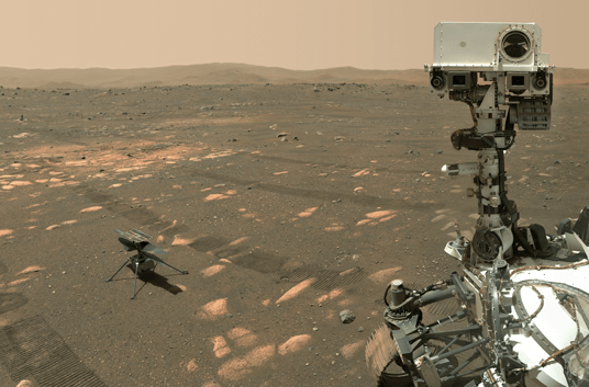 Mars Perseverance took a self with the Ingenuity Helicopter on April 6, 2021