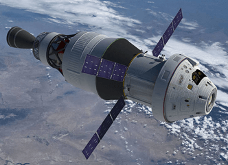 NASA's artwork of the Interim Cryogenic Propulsion Stage and Orion