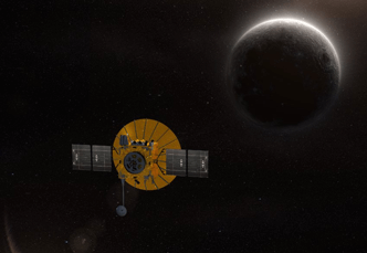 Queqiao-2 spacecraft orbiting the Moon