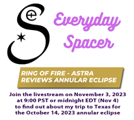 Astra on Everyday Space Show on November 3 at 9pm PDT to discuss October eclipse
