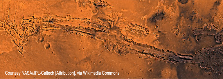 The largest canyon known in the solar system Mars Valles Marineris